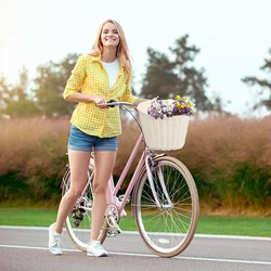 Borsa per manubrio in Rattan PE borsa per cesto anteriore per bicicletta accessori per ciclismo