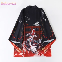 Cardigan imprimé carpe pour femmes et hommes, Streetwear japonais, Kimono Harajuku Haori, Chemisier Cosplay, Haut, Été, Nouveau, 2021