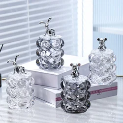 Acrylic Cover Glass Storage Jar Ornaments Transparent Floss Box Storage Bottle Cotton Swabs Storage Ornaments Home Decoration