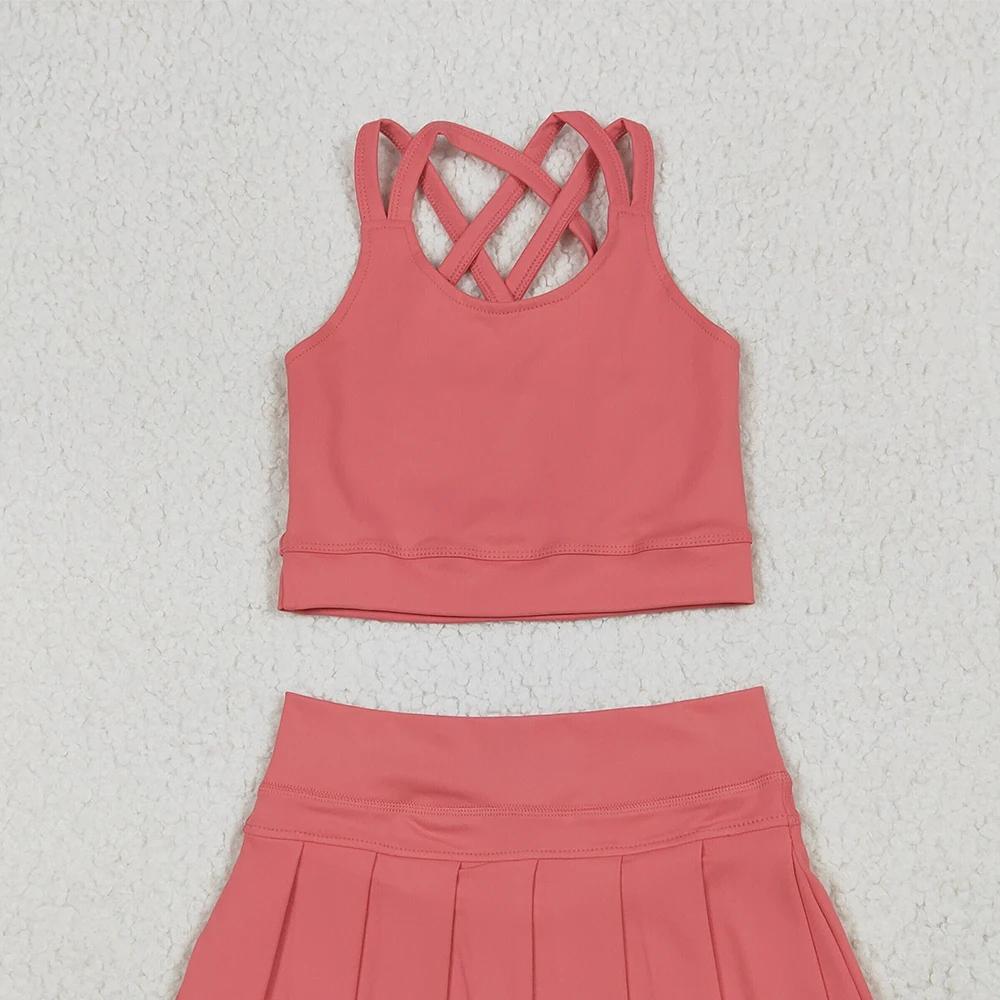 سترة يوجا بحزام الخوخ للفتيات الصغيرات، برتقالية عالية الخصر للأطفال والبنات، ملابس رياضية صيفية