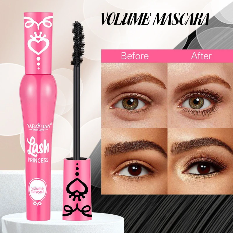 5D wasserfester Wimpern-Prinzessin-Mascara-Grundierung für extra Längenvolumen, dick, schnell trocknend, langlebig, kräuselnd, nicht verschmierendes Wimpern-Make-up