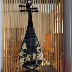 Pipa Handmade Painting black Can be played and decorated homes Chinese string instruments