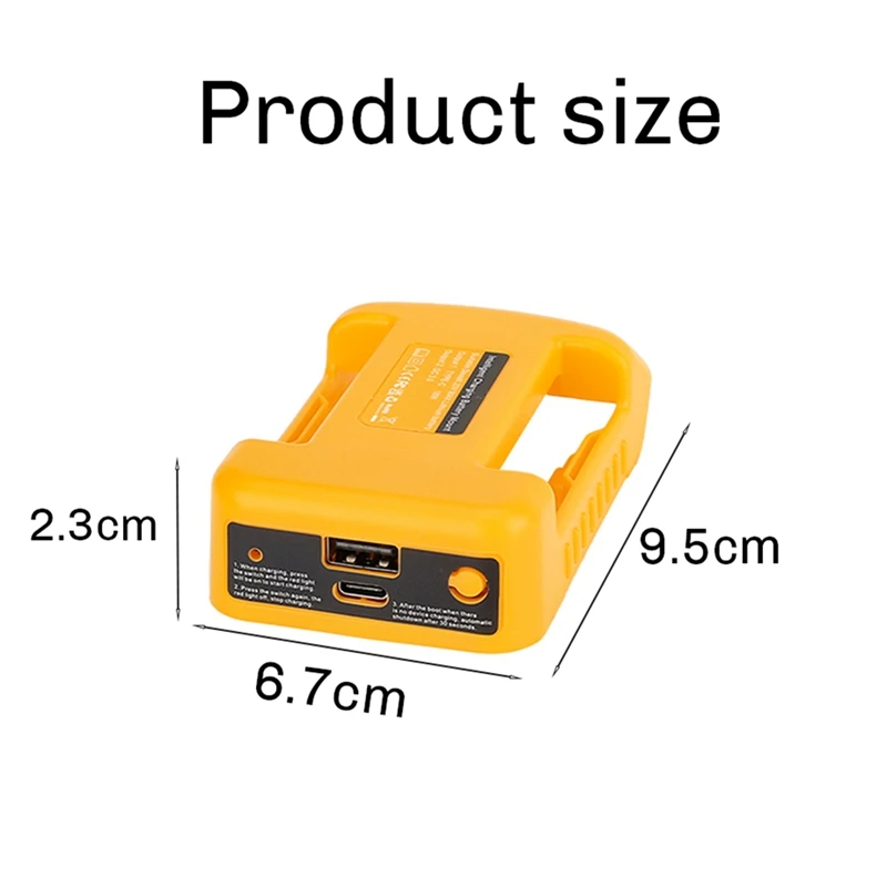 Adaptateur chargeur USB pour Dewalt, 18V, 20V, Eddie Ion, batterie avec USB et type C, charge rapide durable, DCB200, DCB205, sans batterie