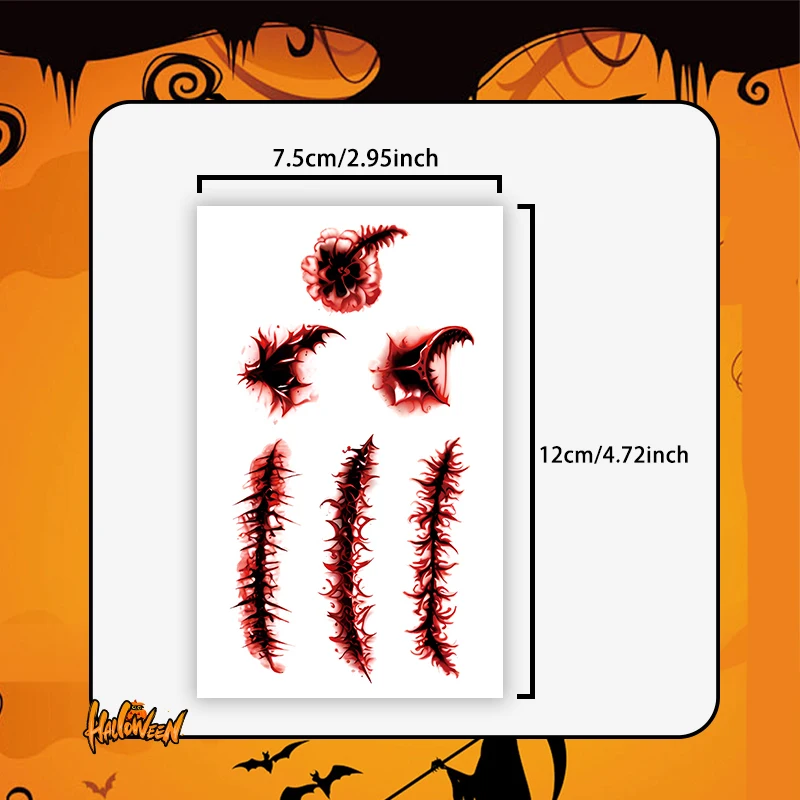 Scar, 1Pc Halloween Horror Makeup, Temporary Tattoo Stickers, For Parties and Halloween Role-playing, Suitable For Face, Arm.