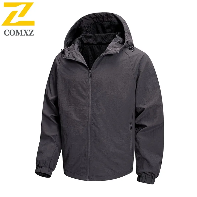 

COMXZ Male Jacket New Classics Hooded Outdoor Mountaineering Water Repellent Coat Leisure Hiking Lightweight Autumn Garment