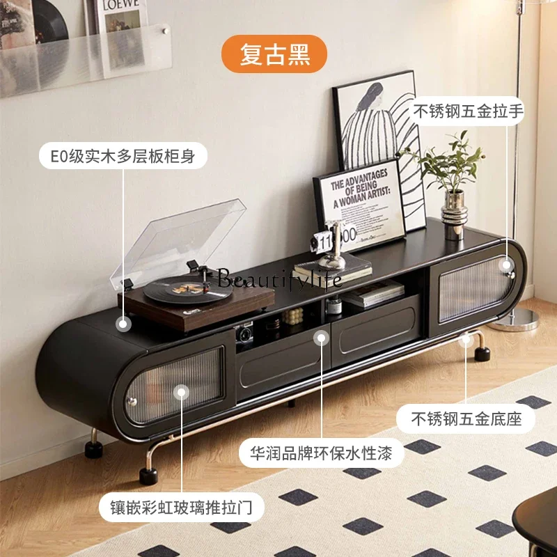 

yj9 Medieval Style Solid Wood TV Cabinet Living Room Floor Storage Cabinet Light Luxury Style