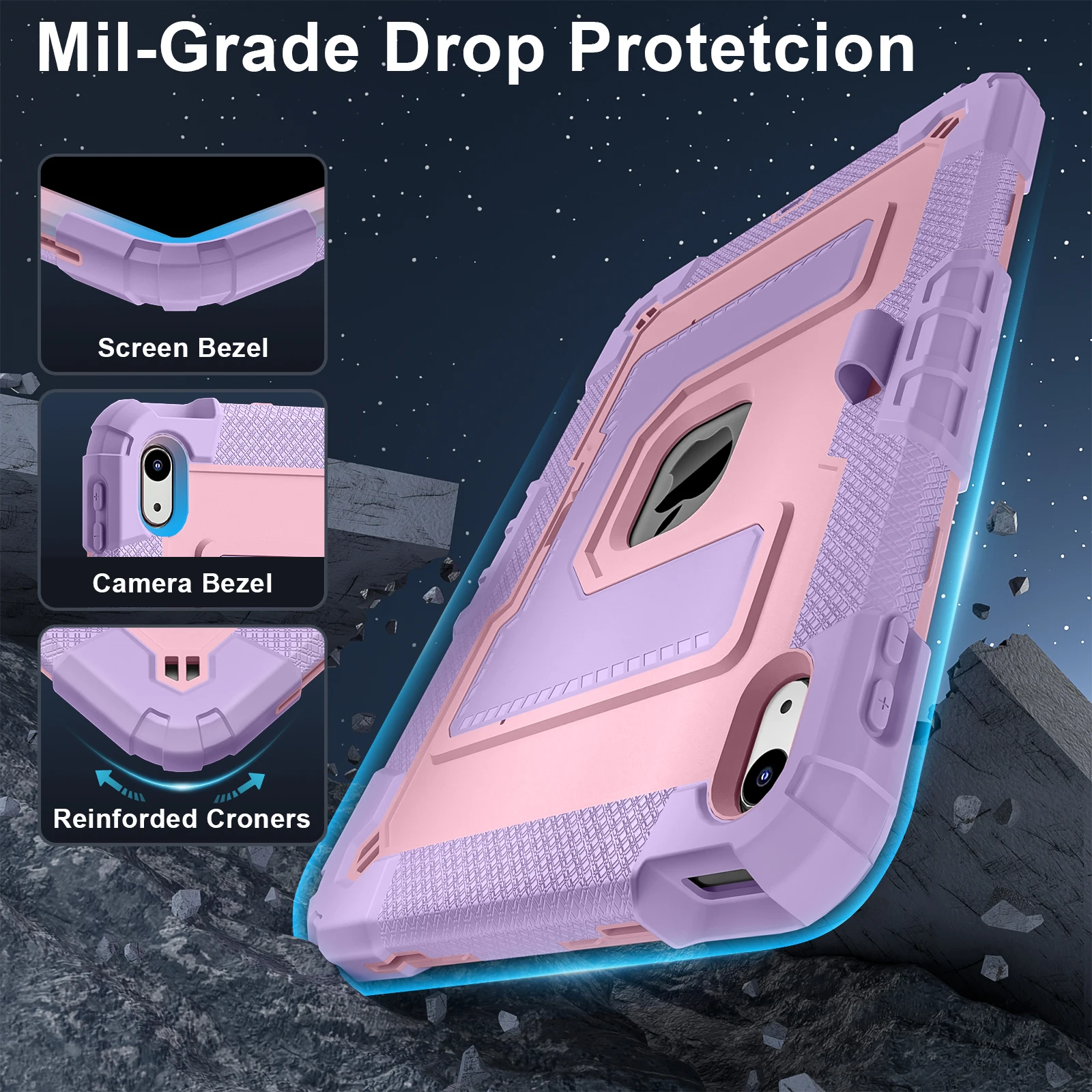 Rugged Stand Case for iPad A16 11th 2025 10th 10.9 2022 10.2 7th 8th 9th  Air 4 5 6 M2 M3 Mini 6 7 Pc Silicone Anti-Slip Cover image 3