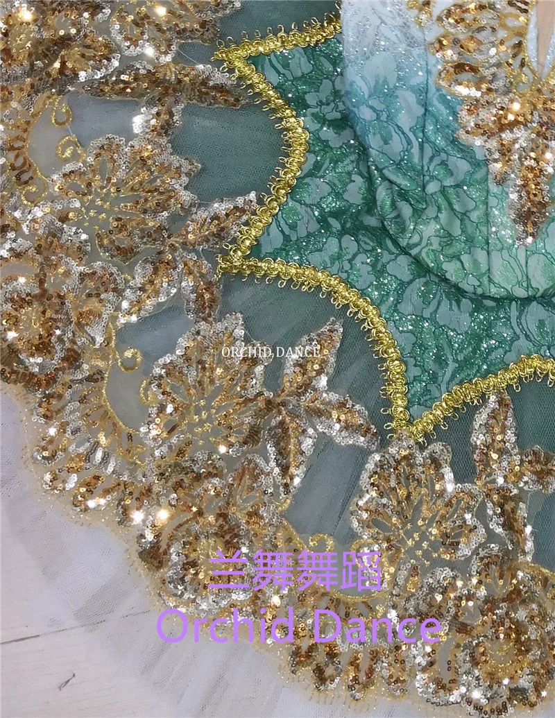 Fine Workmanship High Quality Professional Custom Size Classical Girls Golden Green Bird Ballet Tutu Costumes