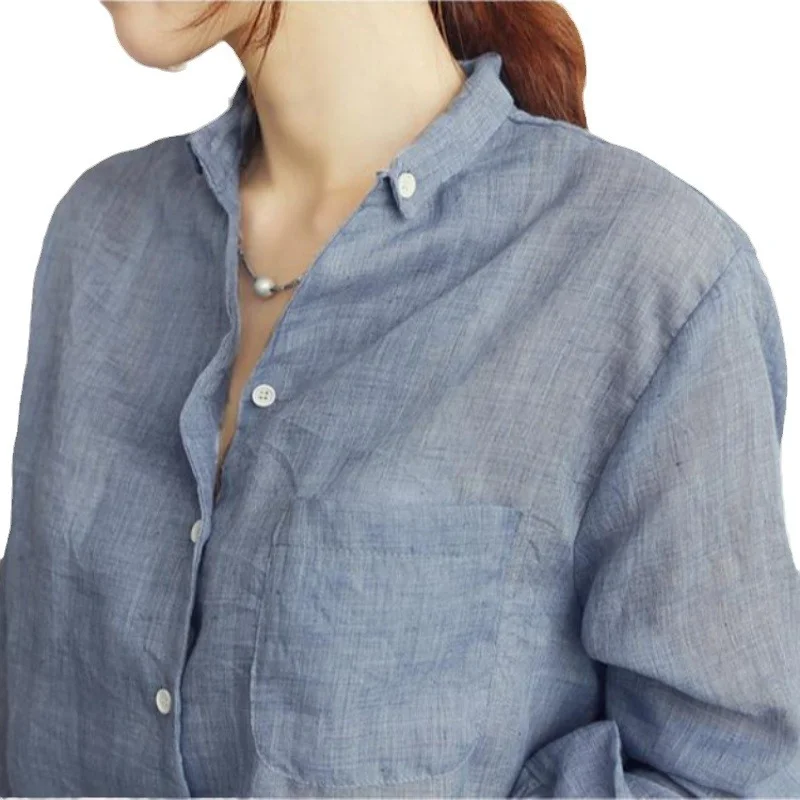 Long Sleeve Shirts Women Cotton Plaid Button Down Tops Lantern Sleeves Pleated Hem Preppy Minimalist Feminine Retro French Style
