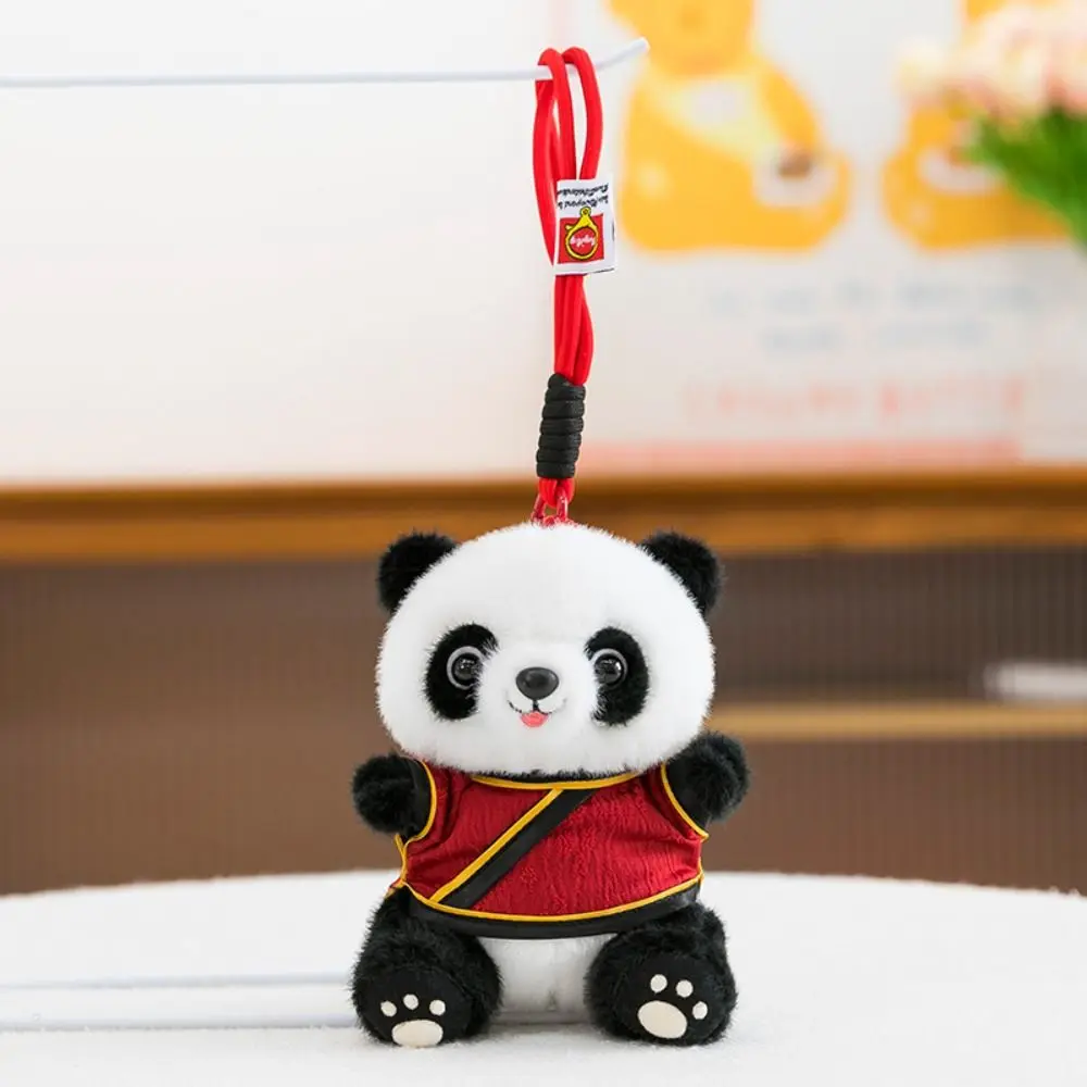 อุปกรณ์เสริมกระเป๋า ผ้าไหมฮันฟู แพนด้า สไตล์จีน หมอนนุ่ม จี้แพนด้า 15/25 ซม. ตุ๊กตาสัตว์การ์ตูนสำหรับเด็ก
