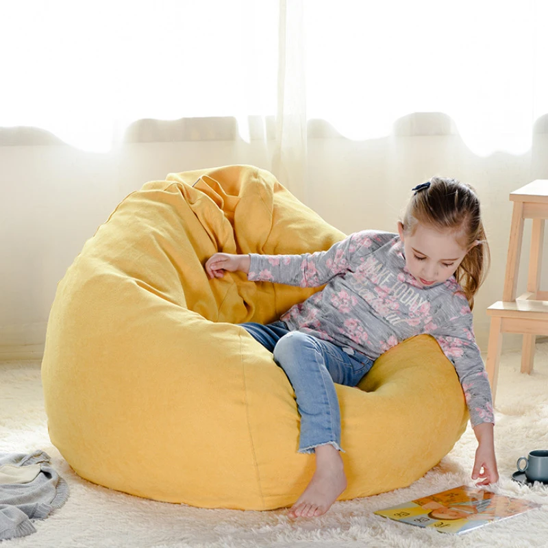 Small Baby Lazy Bean Bag Sofas Cover Chairs Without Filler Linen Cloth Lounger Seat Bean Bag Pouf Puff Couch Tatami Living Room