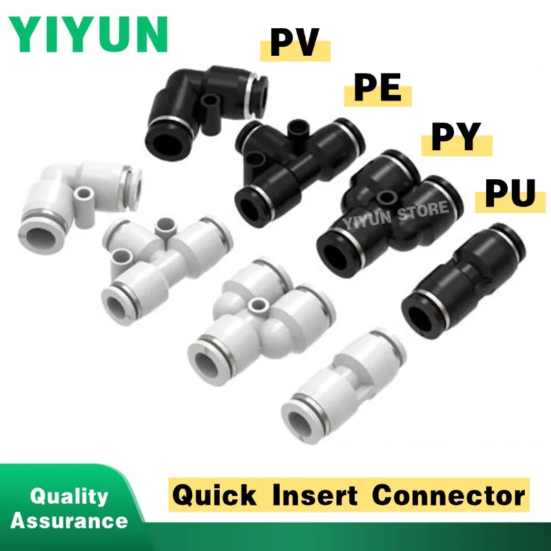 

20pcs PV04 PV06 PV08 PV10 PV12 PY04 PY06 PY08 PY10 Plastic Black White Right-angle Elbow Pipe Connector Y-shape Joint