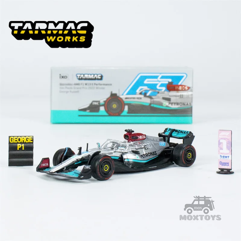 Tarmac Works 1:64 MB F1 W13 E#63 G.Russell Sao Paulo Grand Prix 2022 Winner Diecast Model Car