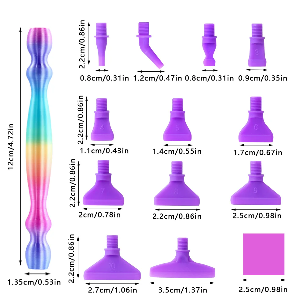 قلم رسم ماسي 5D قلم رسم ماسي نقطي قلم رسم ماسي، ألوان متعددة 6/12 رؤوس أقلام، إكسسوارات يدوية ذاتية الصنع