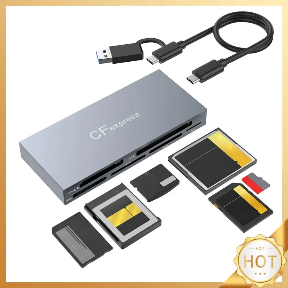 

Устройство для чтения 6 в 1 карт Type-C и USB A CFexpress, тип A/CF/XD/MS/SD/TF, устройство для чтения 6 карт одновременно с кабелем для Windows XP MAC OS