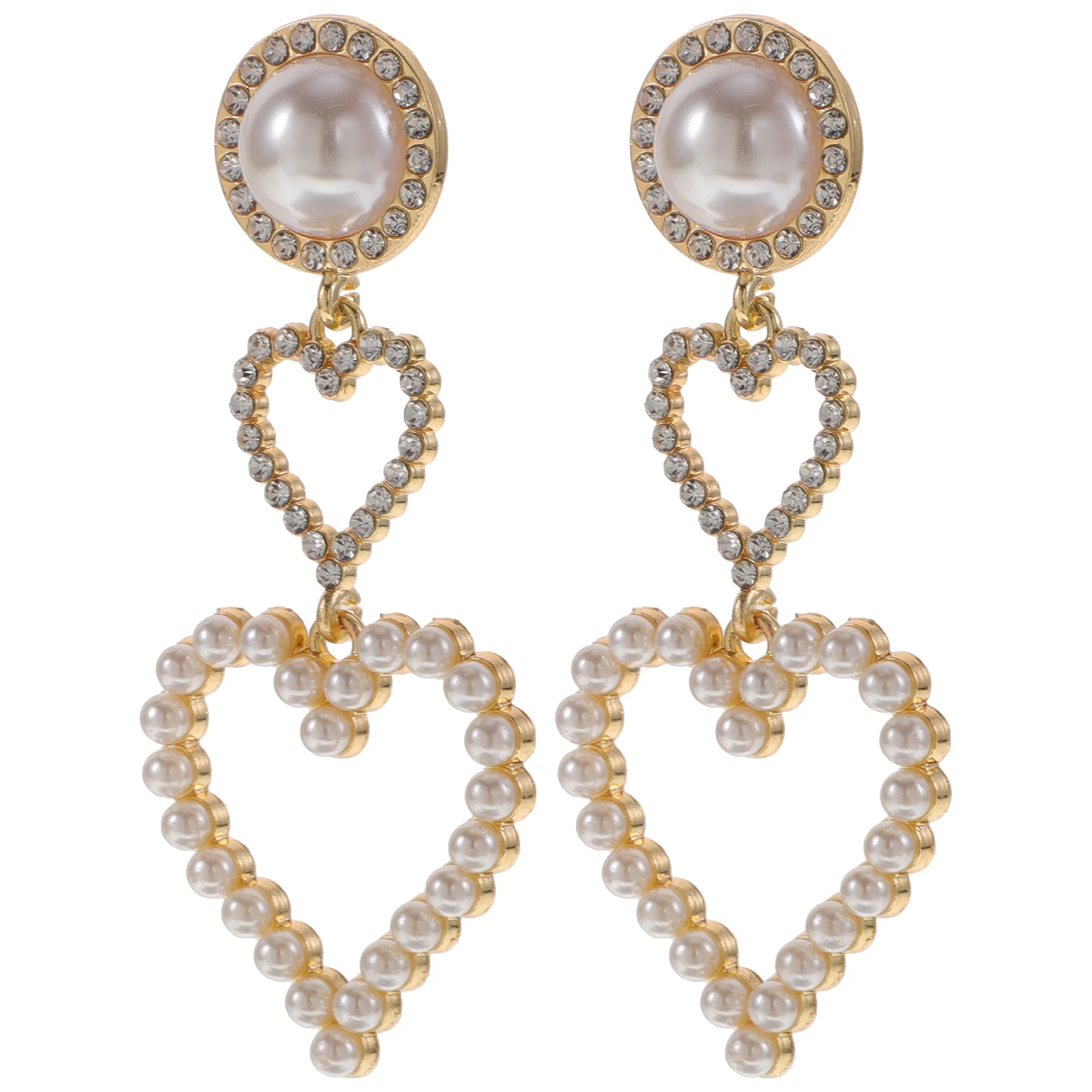 

1 Pair Imitation Pearl Dangle Drop Earrings For Women Rhinestone Pendant Lightweight Hypoallergenic Wedding Anniversary