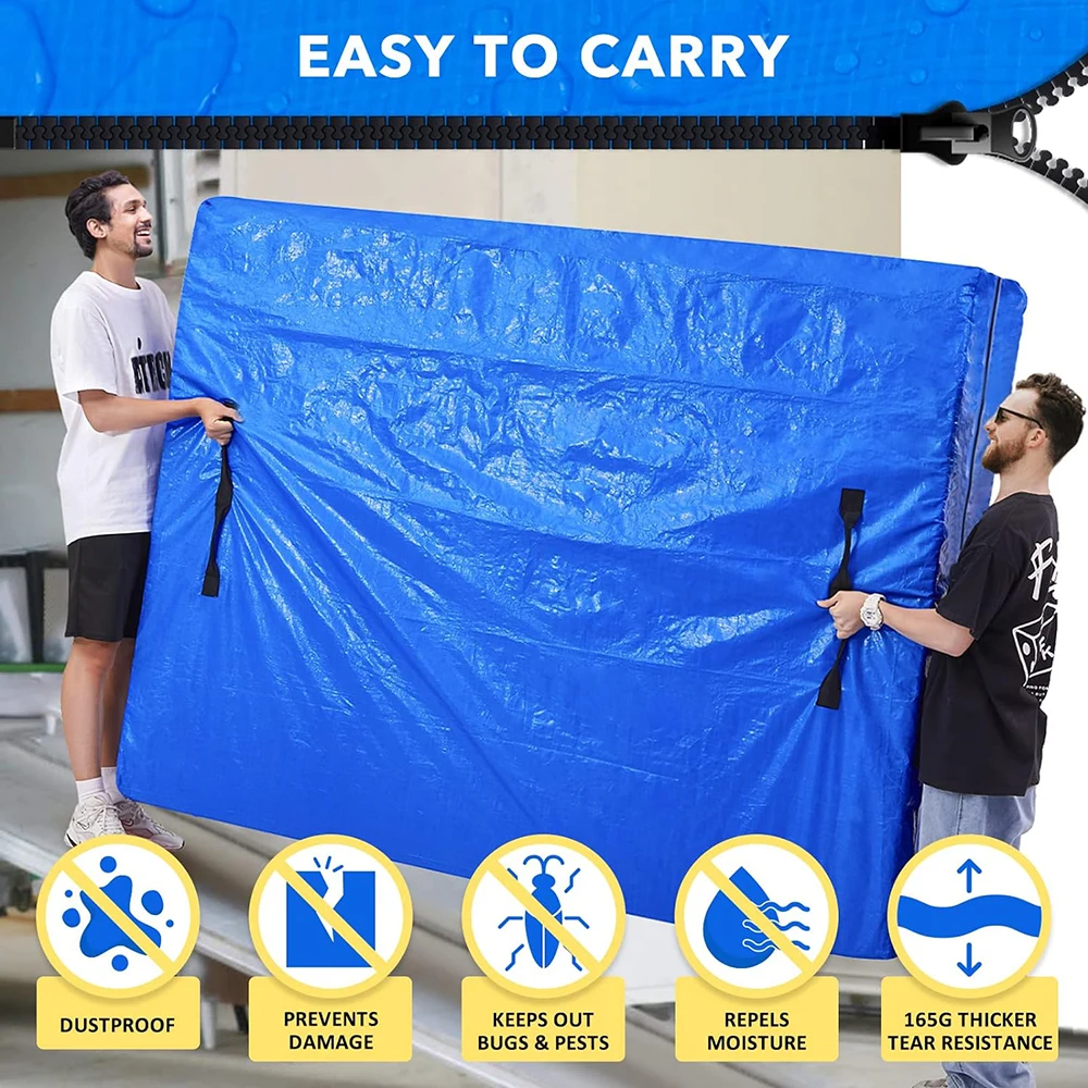 Mattress Bag for Moving and Storage,Heavy Duty Tarp Reusable Mattress Storage Bag,Easy Carrier Mattress Moving Cover