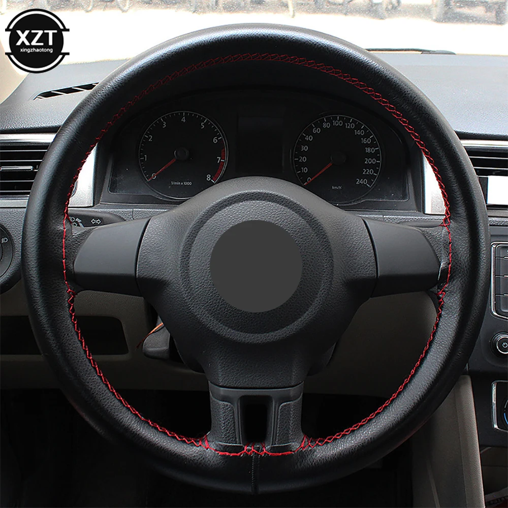 Genuine Leather 42/45/47/50CM Passenger Car Steering Wheel Cover Hand-stitched Car Handle Cover for Truck Passenger Car Van