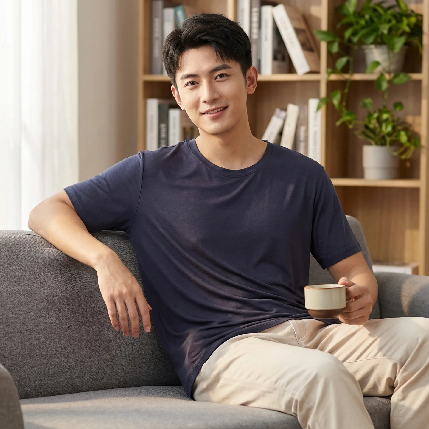 Summer Men's Modal T-shirt Thin Short Sleeve Loose Casual round Neck Half Sleeve Simple Base Shirt Home Clothes Underwear
