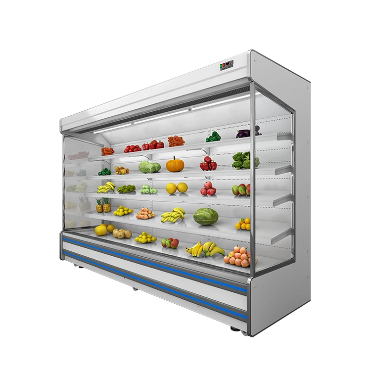 Commercial Display Freezer Supermarket Multideck Open Chiller air Curtain Refrigerator for Meat Vegetable Fruits