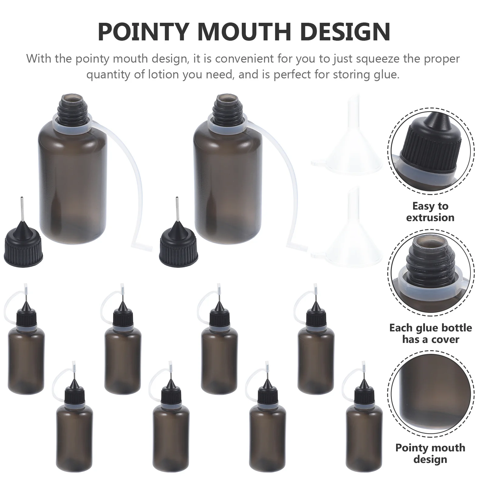

10Pcs Needle Tip Glue Bottle Soft Plastic Applicator Funnel Included DIY Craft Repair Household Precise Small Tip Liquid