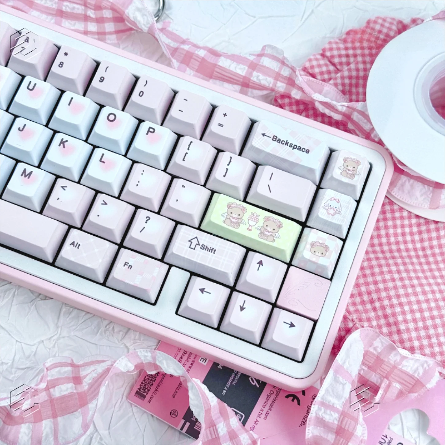 

Вечеринка Медведь, светло-розовая вишневая колпачок PBT 130 клавиш, по индивидуальному заказу для механической клавиатуры 60/84/98/108