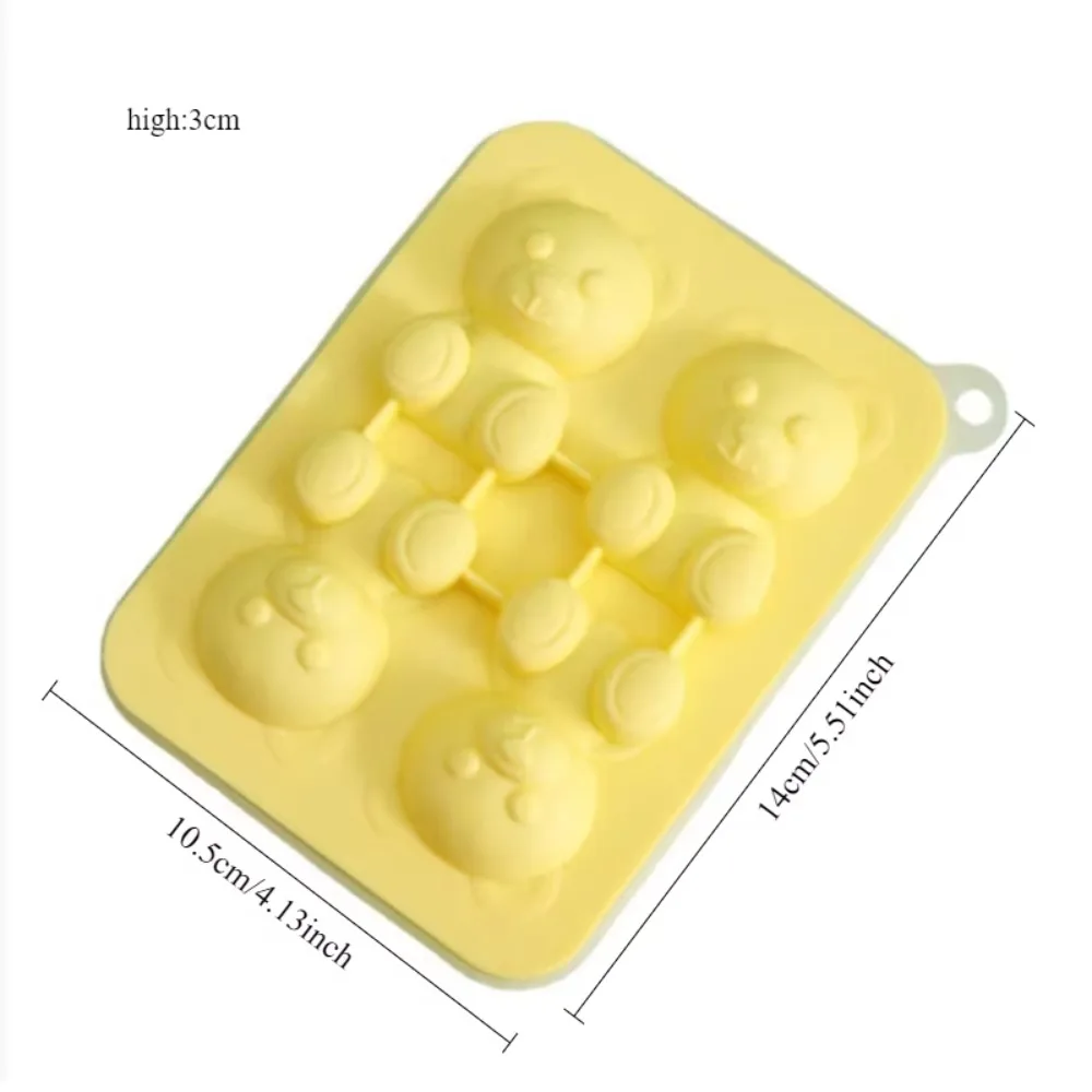 4 Cavity  Ice Tray Bear ShapeSilicone Ice Cube Mold Reusable Whiskey Ice Ball Tray Summer Juice Drinking Frozen Accessories