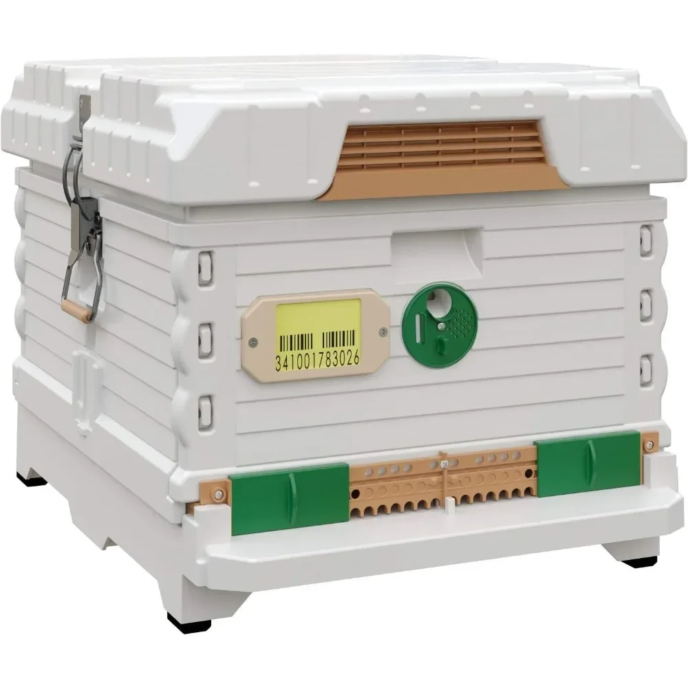 

Ergo Insulated 10 Frame Bee Hive Set [NO Frames Included] (Single Hive, White Body Green Entrance)