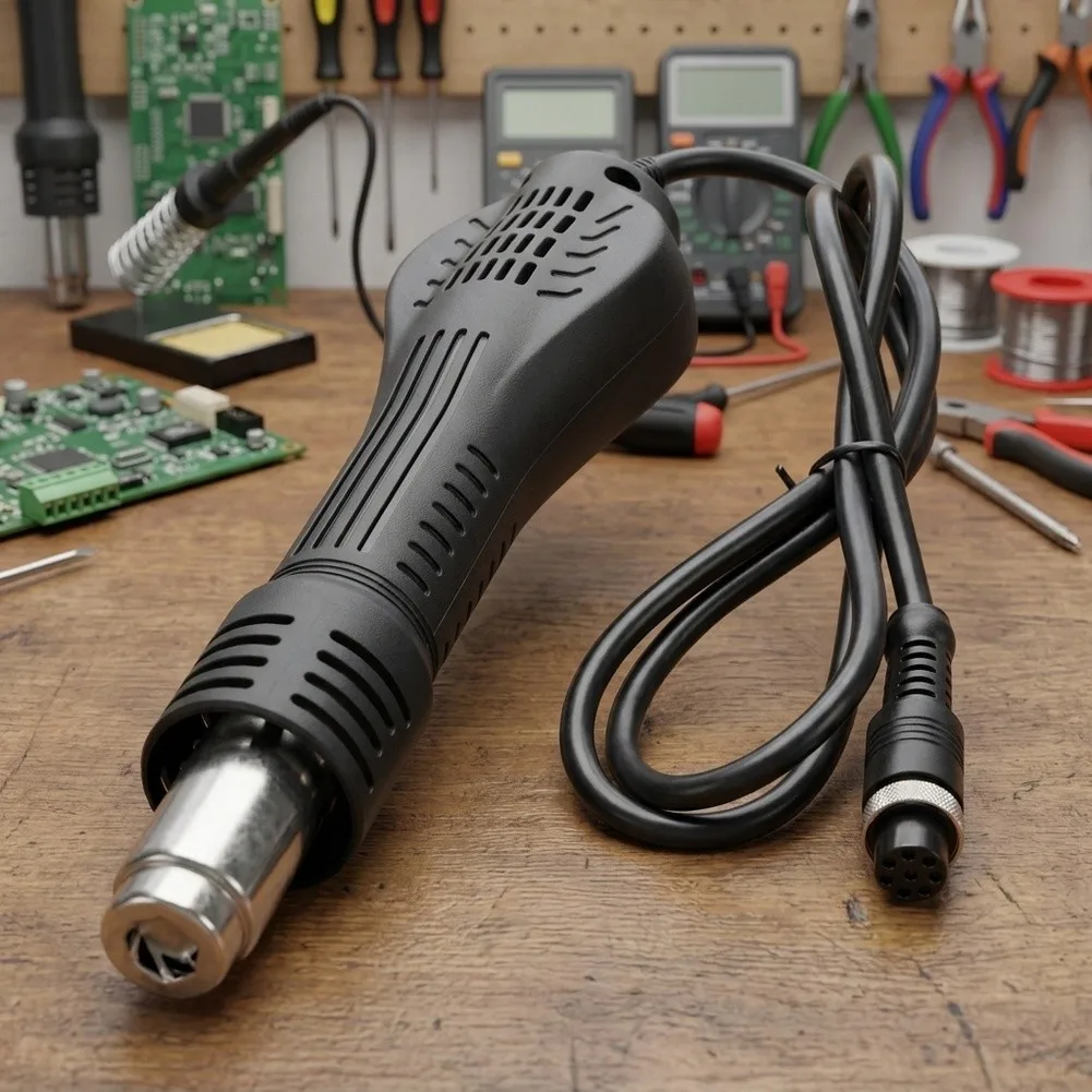 Hot Air Handle 12V 24V Replacement For 858A 858D For Soldering Station Rework Repair Tool Black Non Slip High For Temp Resistant