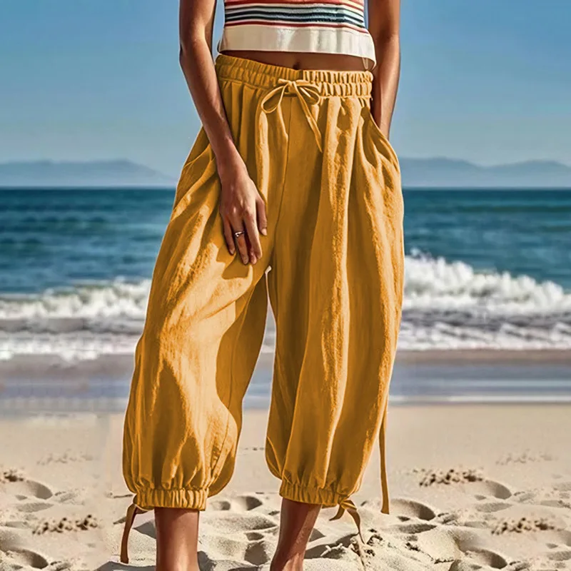 

Pant Women Long Pants Casual Loose High Waist Solid Straight Trousers Loose Regular Y2k Streetwear Elegant Splice Capris 2025