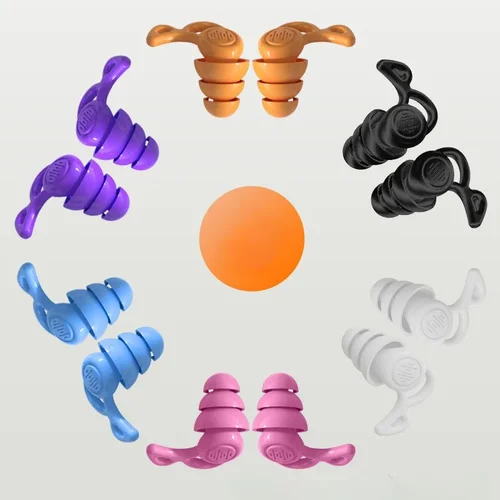 Imagen 1 del producto Tapones para los oídos con cancelación de ruido de silicona de Triple capa, adecuados para dormir, nadar, creación de filtros de ruido impermeables, 1 par