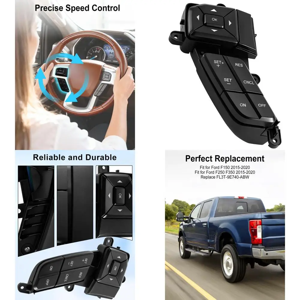 

Кнопка переключения левого круиз-контроля на рулевом колесе, замена FL3T-9E740-ABW, подходит для Ford F150 F250 F350 2015-2020