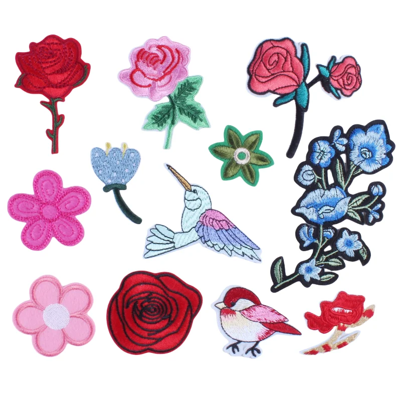 10 قطعة زهرة الربيع التطريز الطيور الملابس المسارات الحرارية لاصق على ظهره سترة الحديد على Parches Diy بها بنفسك النسيج