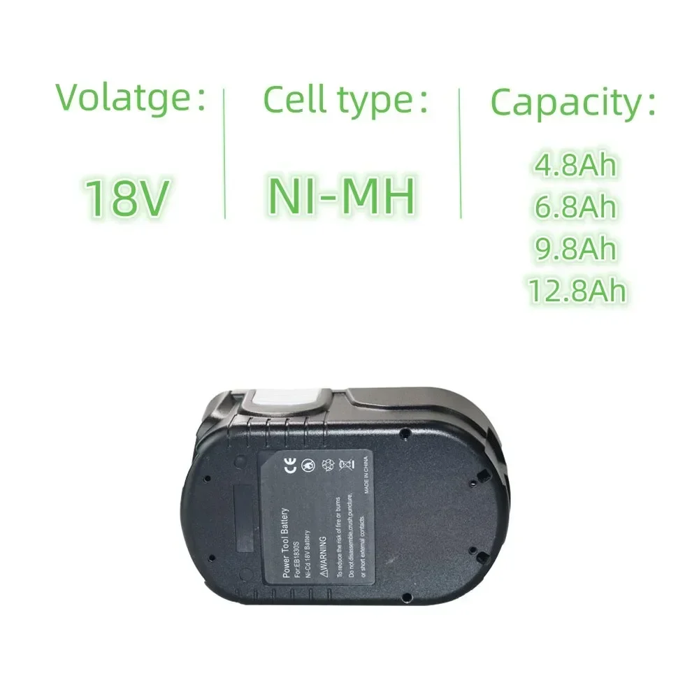 Batería recargable 18V 4,8/6,8/9,8/12,8Ah para herramienta eléctrica Hitachi Destornillador Taladro: EB1820 EB1812 EB1830H EB1833X EB18B 322437