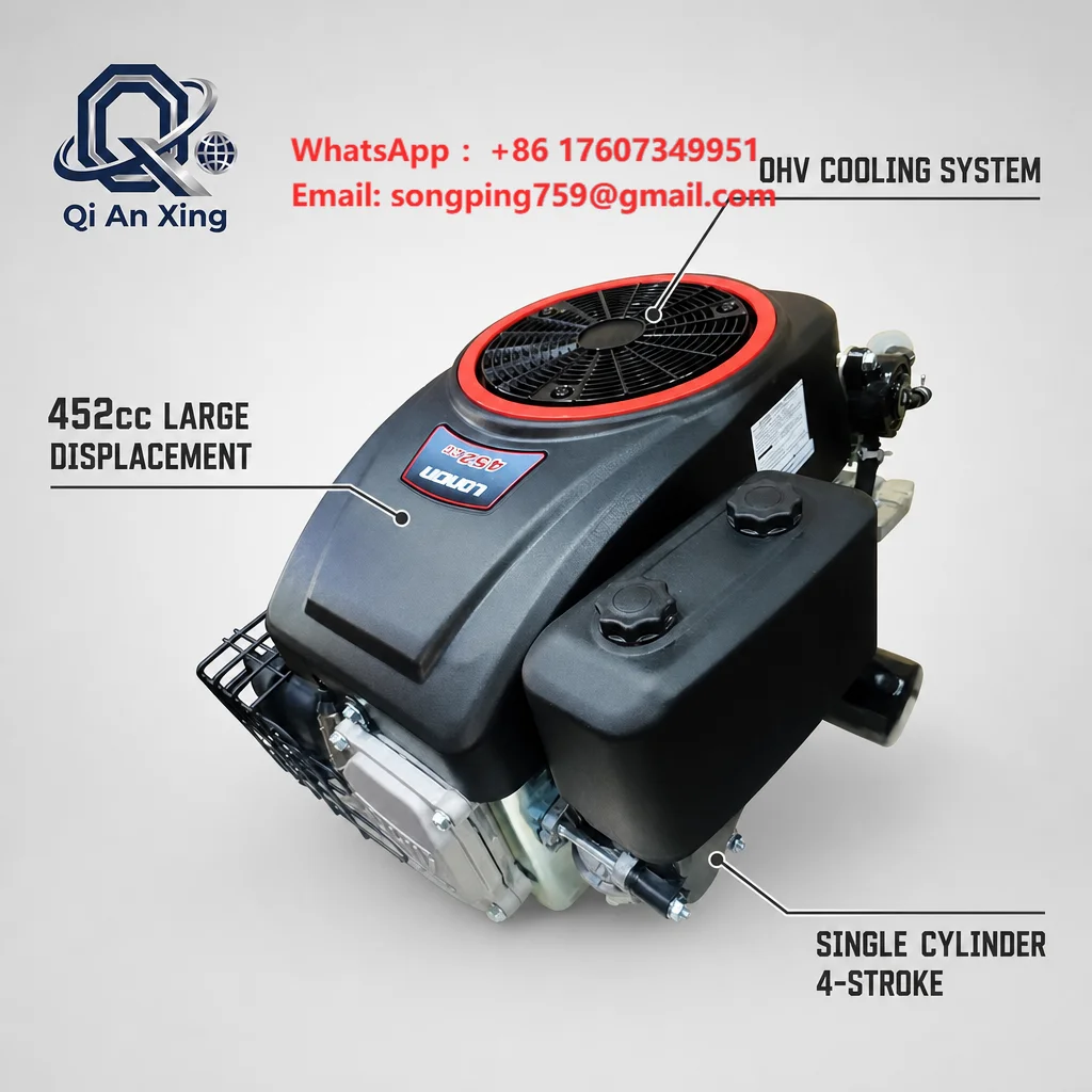 Longxin Vertical Axis Single Cylinder Engine 9.2KW 452cc Four Stroke Air-Cooled Kick Start Garden Lawn Mower Engine
