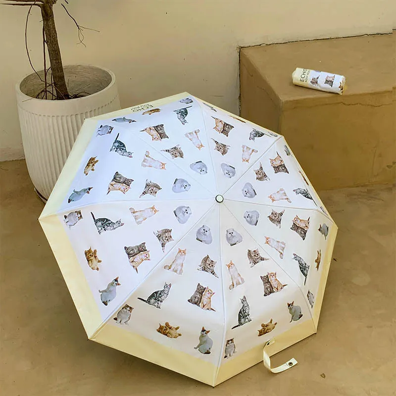 Sunshade folding umbrella,Wind and rain resistant,Super cute cat,Automatic Umbrella,UV resistant adult umbrella,Home furnishings