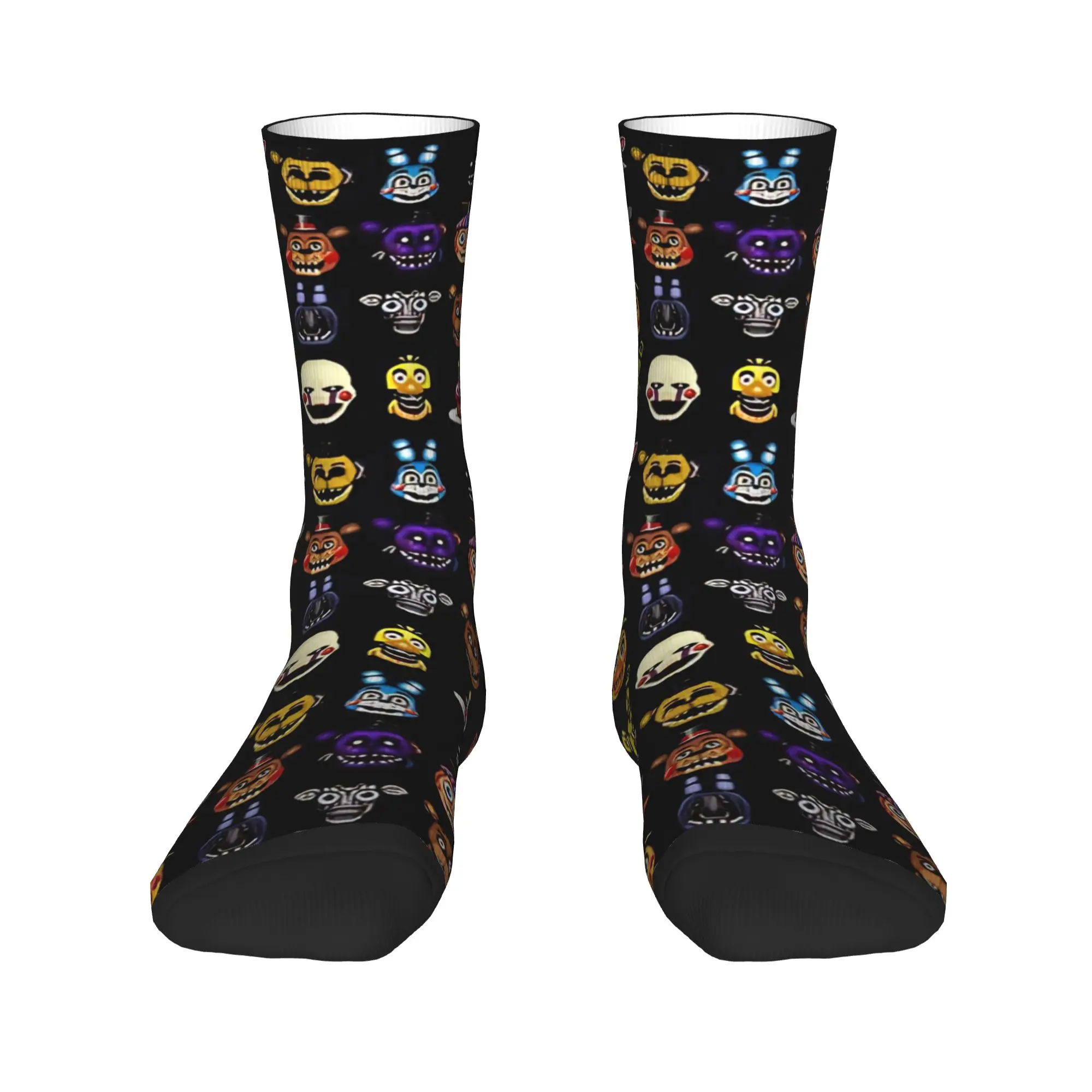 Pixel art Multiple Characters Socks FNAF Pattern Stockings Anti Slip Men Socks Breathable Autumn Fashion Running Socks