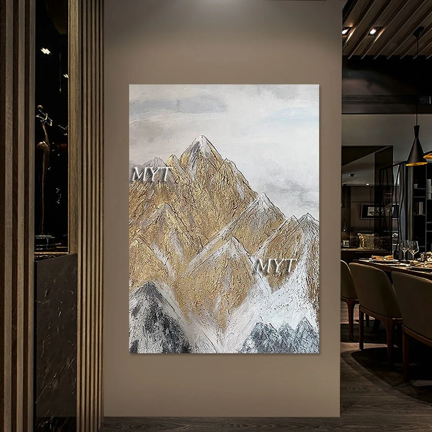 

Thick Texture Gold Foil Mountain Abstract Painting For Living Room, Modern Wall Hangings, Custom Canvas Picture, Decoration Home