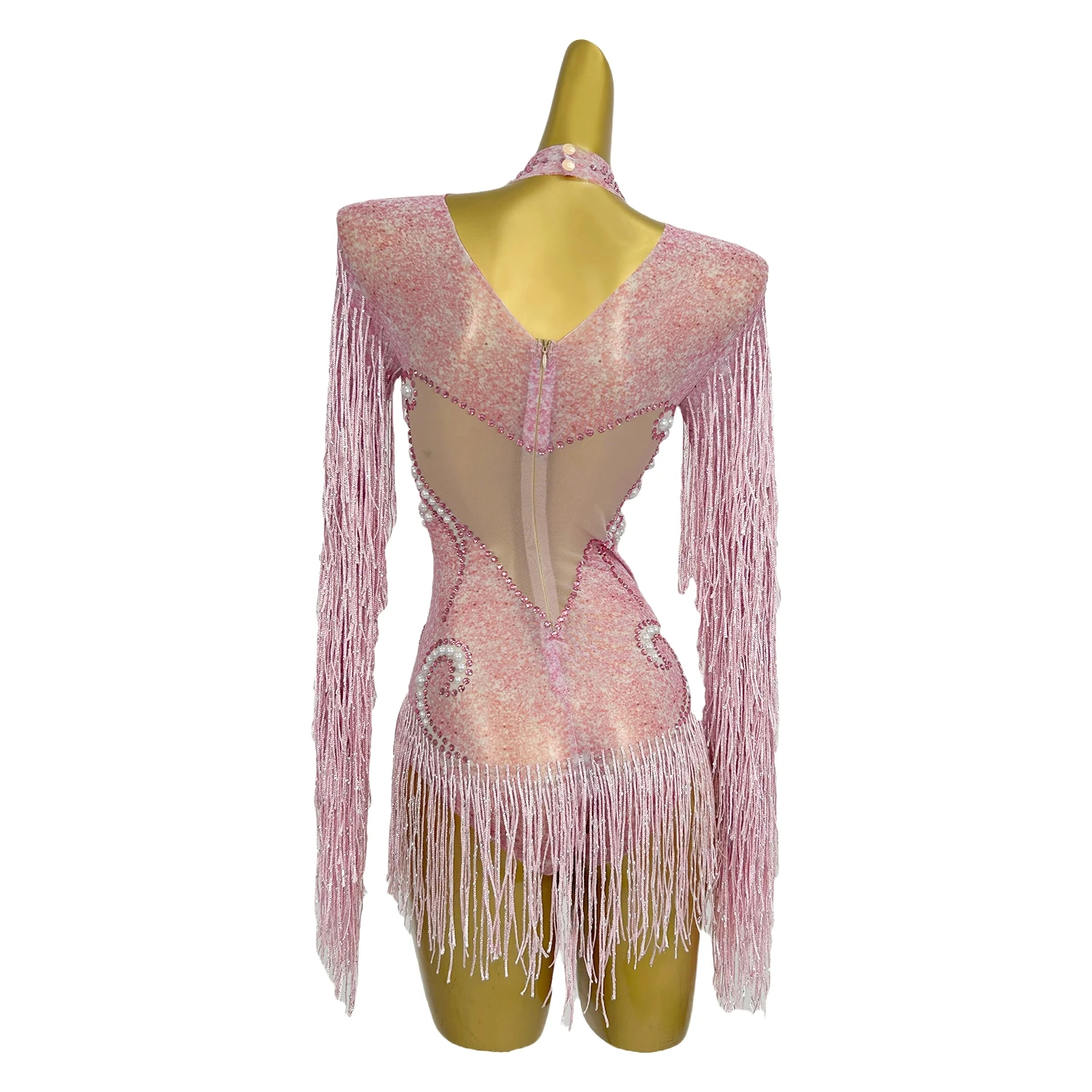 Rhinestone Tassel Bodysuit Stage Performance Dress Latin Dance Wear Sexy Club Dance Floor Swinging Body Dance Show Sexy Bodysuit