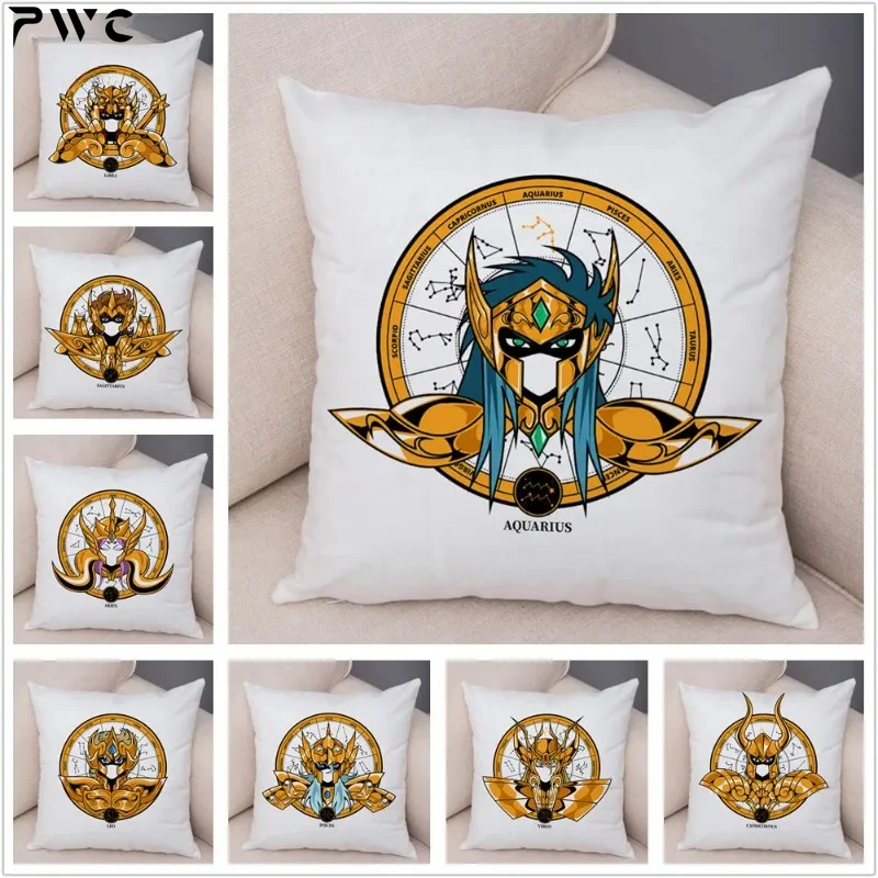 Nordic style Twelve Constellations Saint Seiya Pillowcase Cushion Cover for Sofa Home Decor Super Soft  Pillow Case