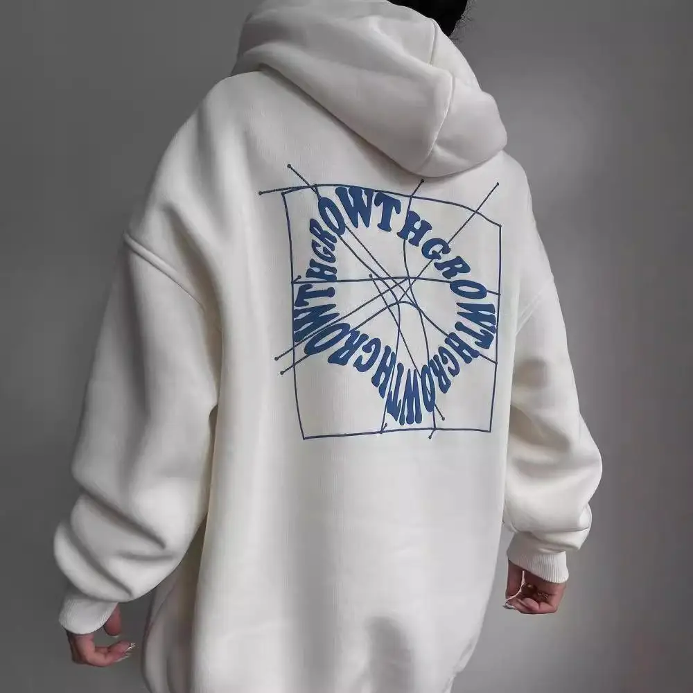 

Women's Letter Printed Long Hooded Sweatshirt Casual Style Comfortable Fit Hoodie with Pocket Fashionable Streetwear