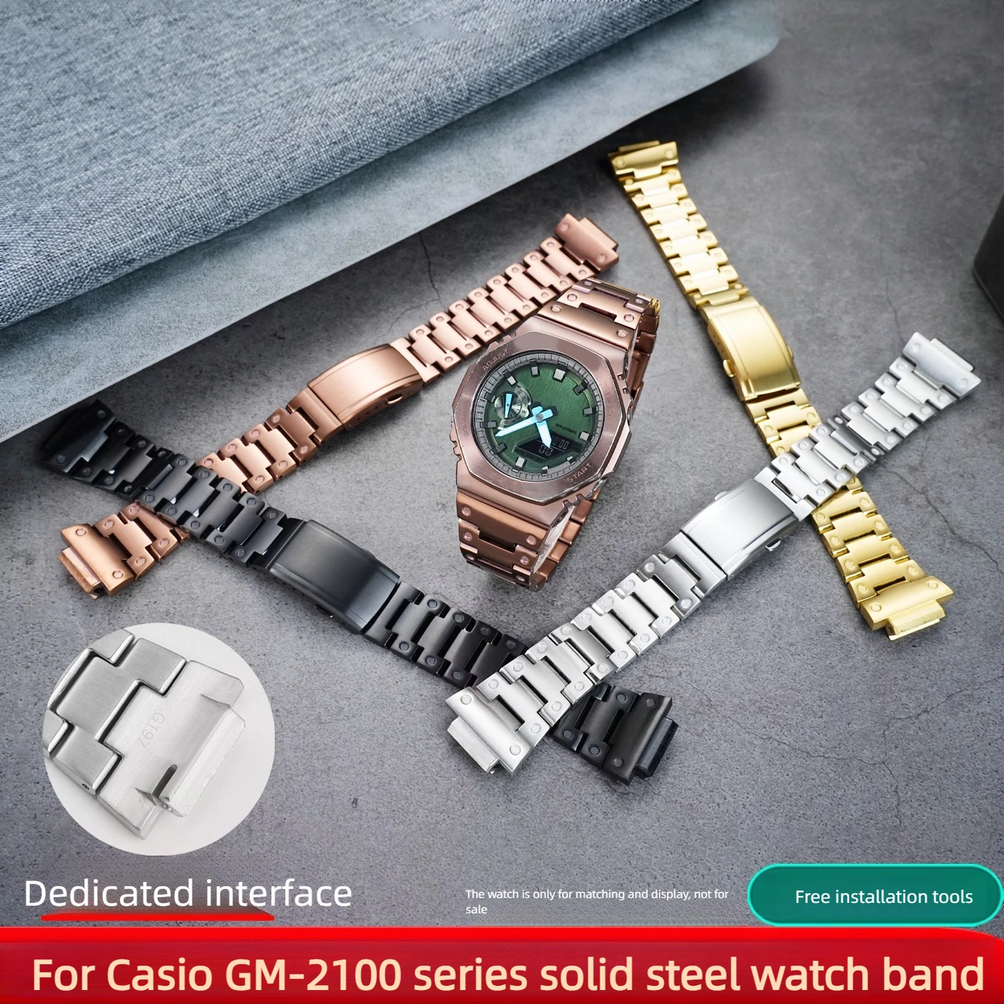 GM2100 Высококачественный металлический ремешок для Casio G-SHOCK GM 2100 GM-2100, ремешок для часов из нержавеющей стали, мужской сменный браслет, браслет