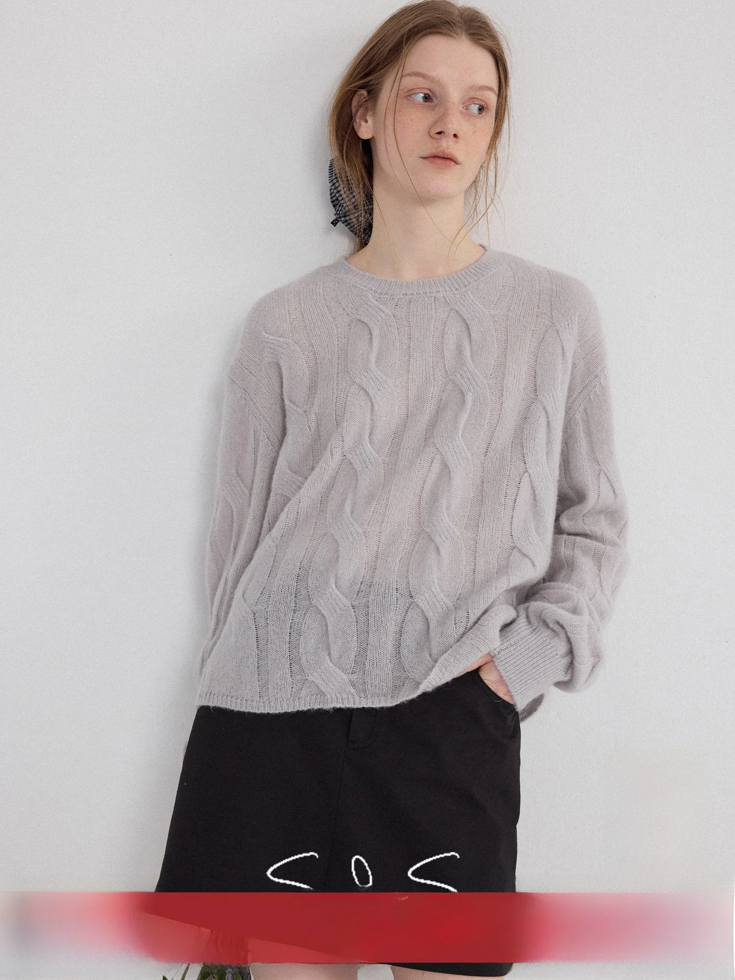 

Ultra Soft Cashmere Knitted Sweater Overhead Simple Loose Twist Flower Design Women's Fashion Commute Style Long Sleeve round...