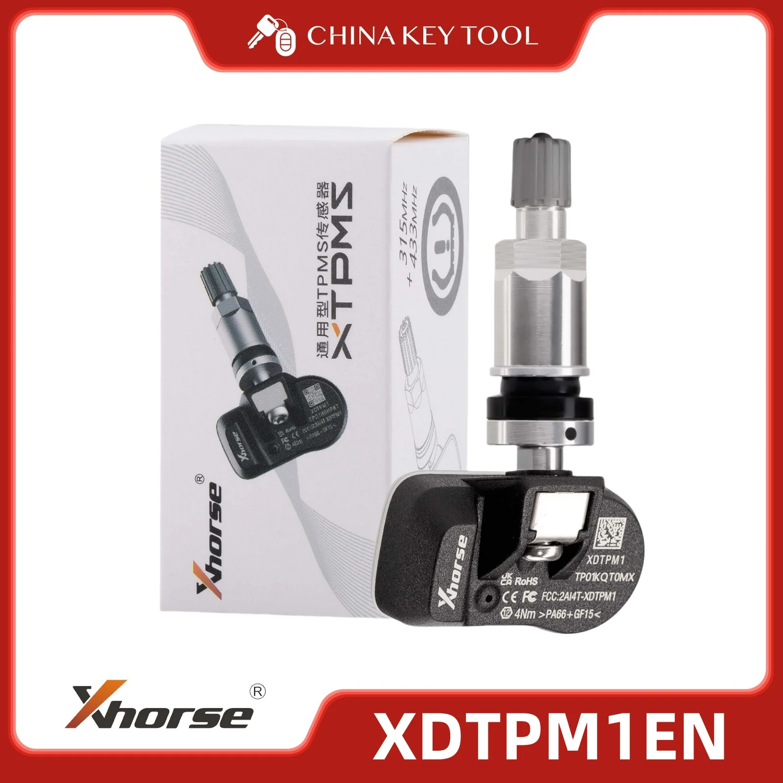 

1 шт. / 4 шт. / 8 шт. XHORSE XDTPM1EN XTPMS датчик TPMS 315 МГц / 433 МГц для Key Tool MIDI, Key Tool Plus и Key Tool Max Pro