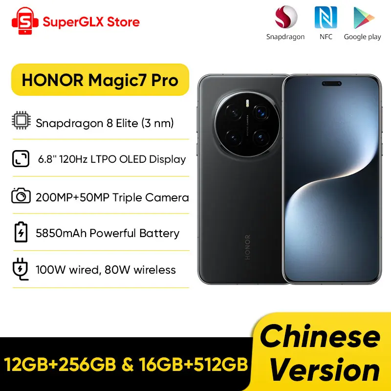 Original CN Version HONOR Magic7 Pro Snapdragon 8 Elite 6.8''120Hz OLED Screen 200MP Triple Camera 100W Super Fast Charging IP69