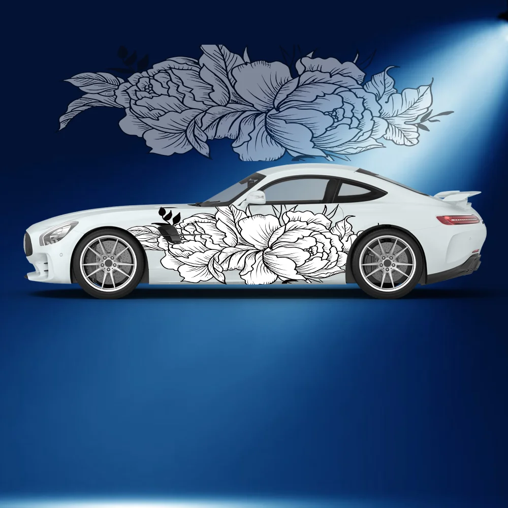

Blooming White Flowers Print Car Side Sticker Vinyl Self-adhesive Paper Motorsport Paint Decal Suitable for Truck Suv Decoration