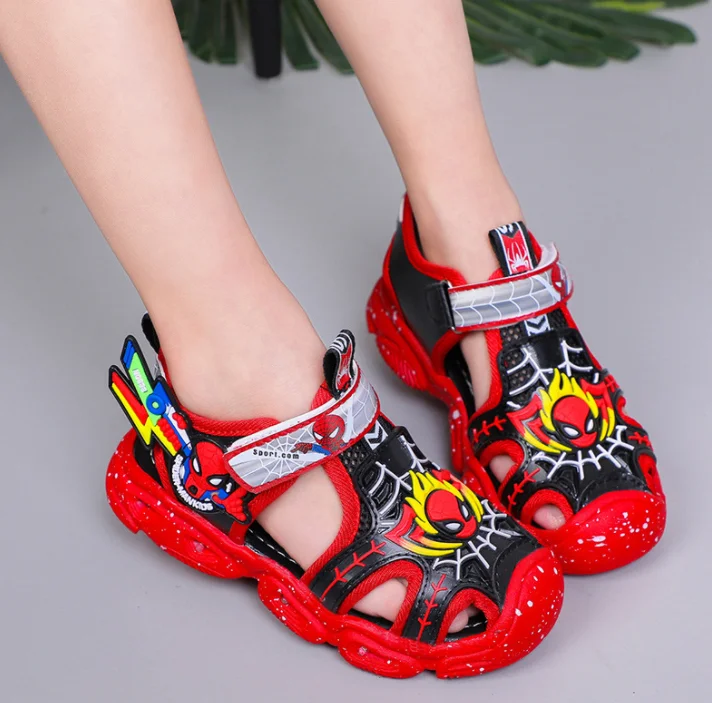 New Disney cute boys Superhero sandals with light princess kids soft non-slip shoes Europe size