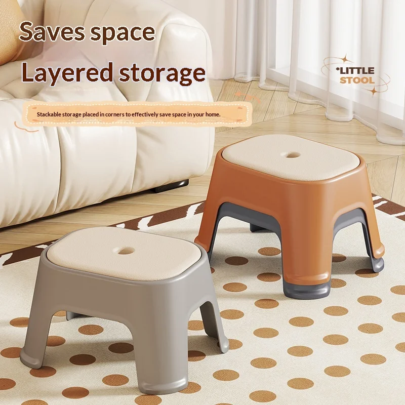 Home Living Room Thickened Square Bathroom Anti-Slip Small Stool - Indoor Decorative Footrest Chair