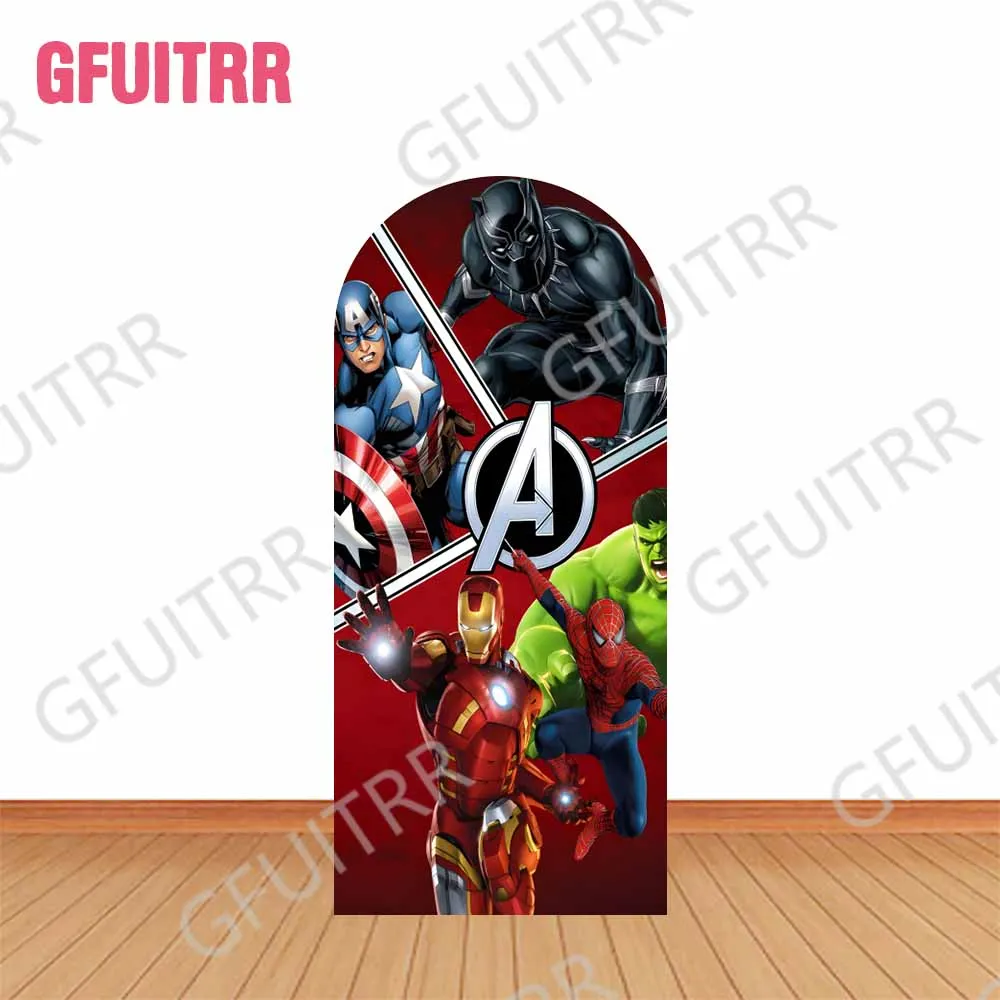أغطية خلفية قوس المنتقمون لصور Marvel Superhero لحفلات أعياد الميلاد وديكور خلفية للحفلات بسحاب مزدوج الجانب