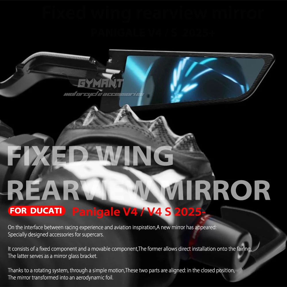 

For Ducati Panigale V4 /V4 S 2025 2026 Motorcycle Side View Mirror Rearview Mirrors Kits Rotate Adjustable